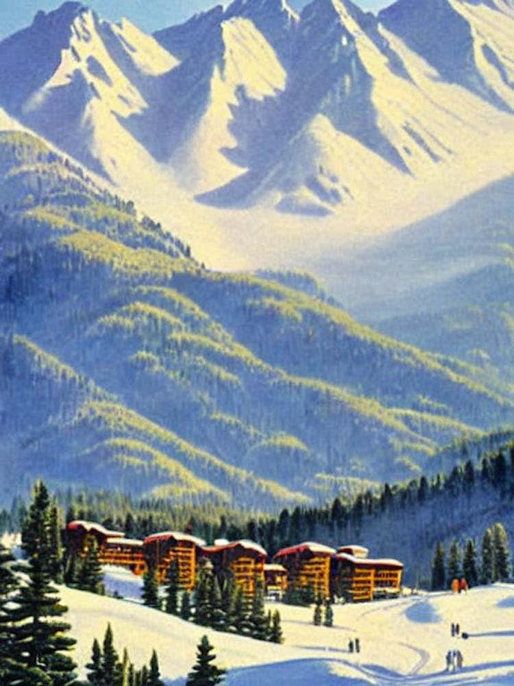 Aspen, Usa Ski Resort Vintage Landscape 1 Skiing Poster