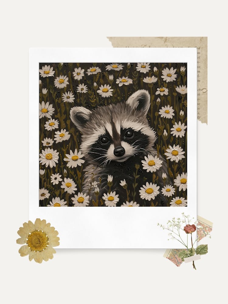 Scrapbook Baby Raccoon Fairycore Painting 2