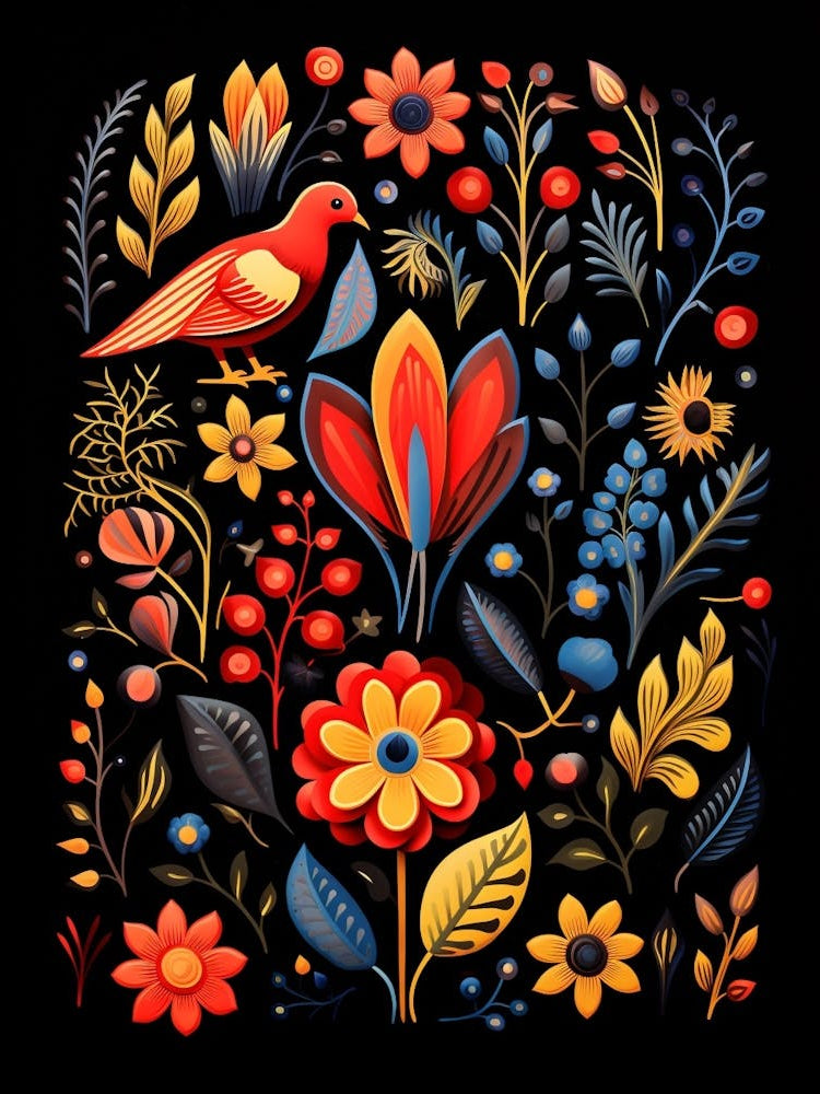 Folk Bird Illustration Cardinal 2