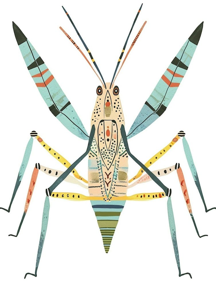 Colourful Insect Illustration Katydid 15