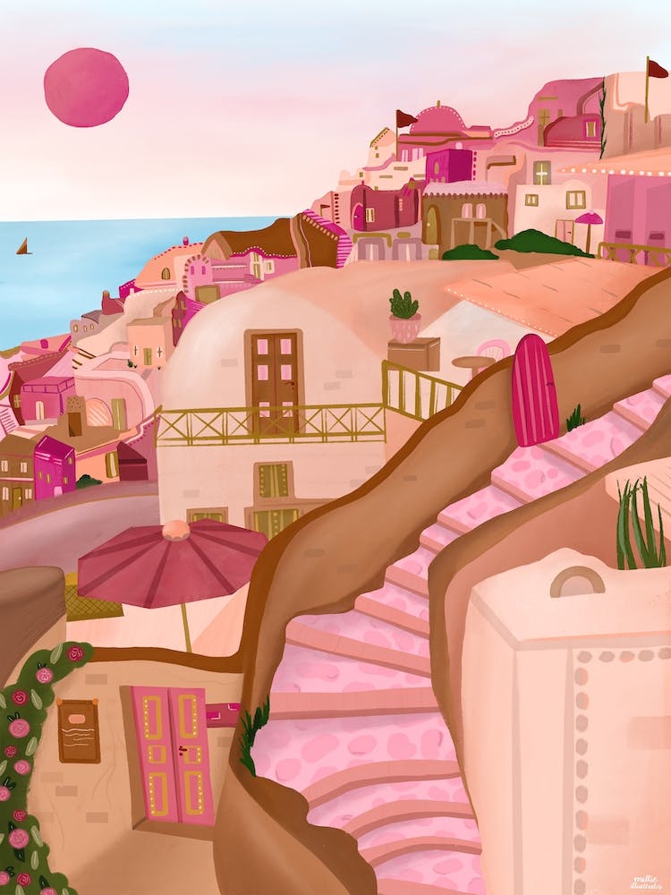 Santorini In Pink