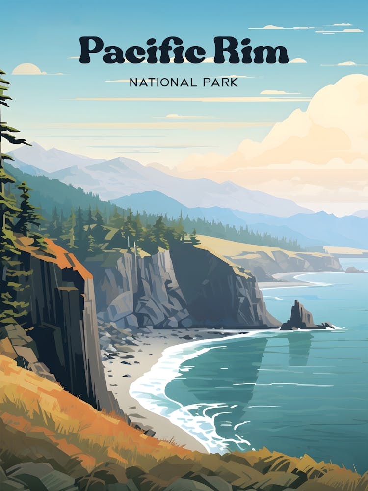Pacific Rim National Park British Columbia Canada Adventure Modern Travel Art