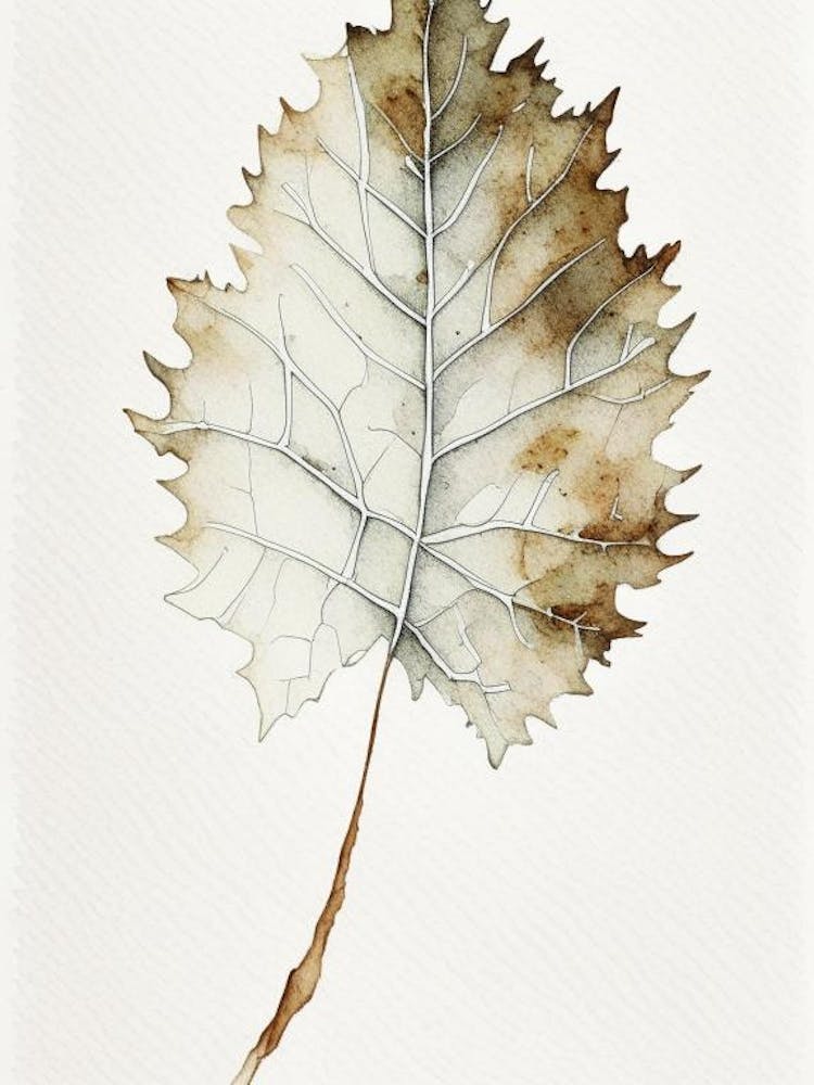 White Oak Leaf Minimalist Watercolour 3