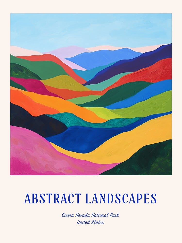 Colourful Abstract Sierra Nevada National Park Usa 4 Poster Blue