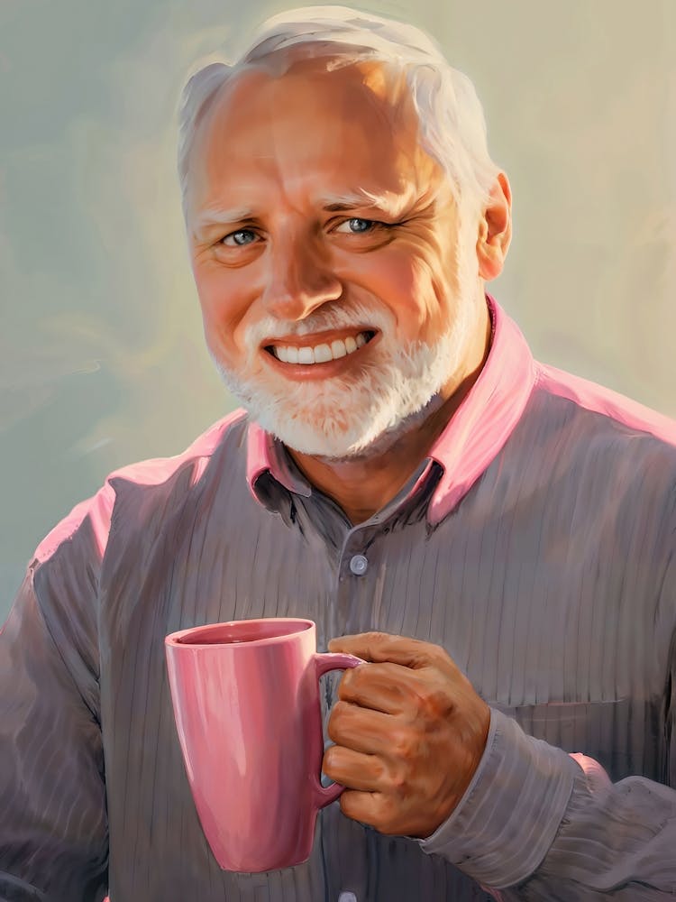 Hide the Pain Harold Coffee Meme Art
