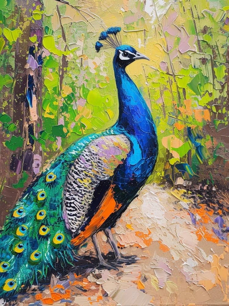 Brushstroke Peacock On The Gravel Path 2