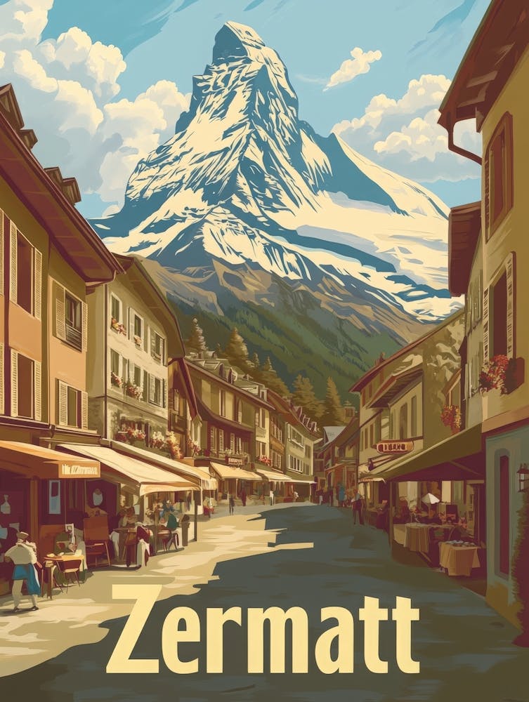 Aihrgdesign A Retro Travel Poster For Zermatt 1