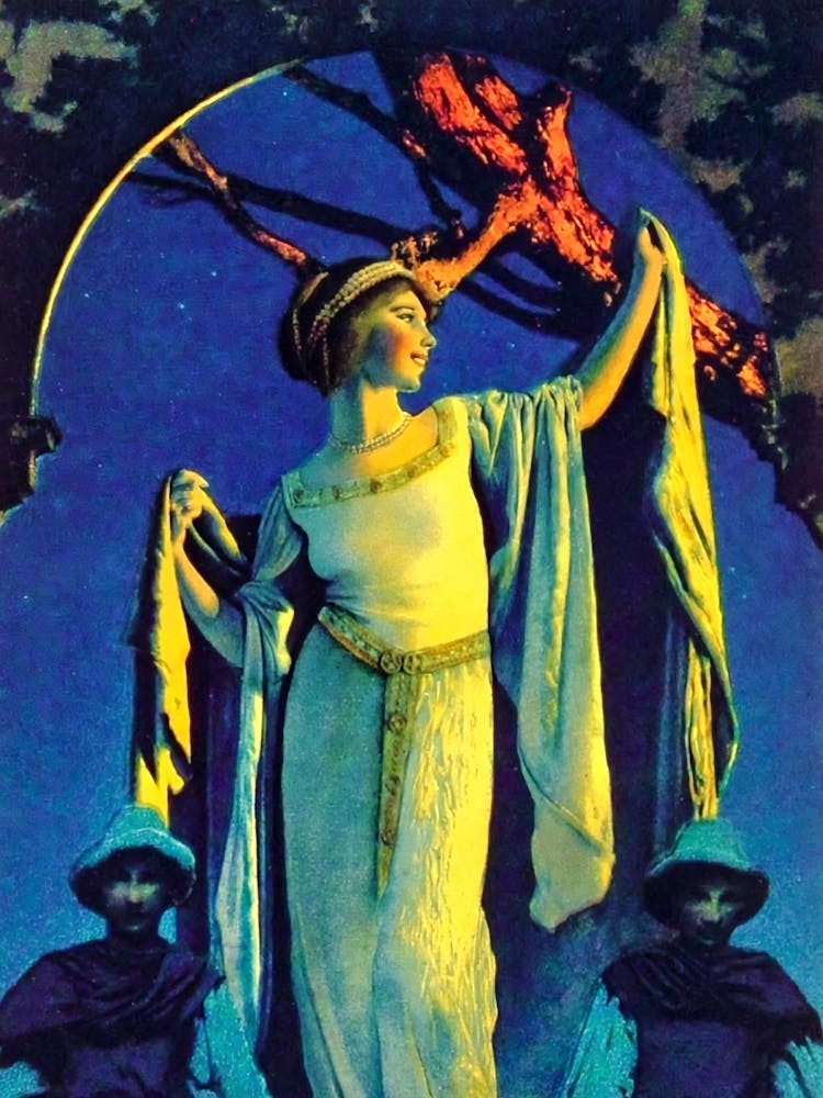 Spirit of the Night 1919 by Maxfield Parrish (1870-1966) HD Reproduction | American Golden Age Illustrator and Painter
