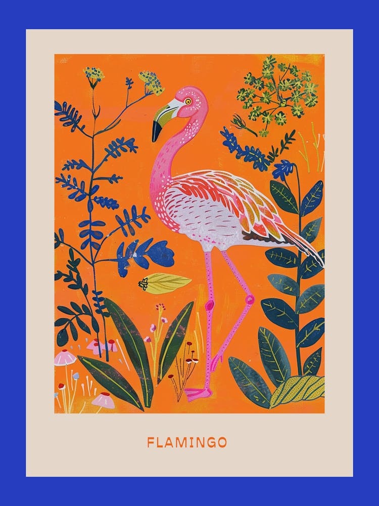 Spring Birds Poster Flamingo 4