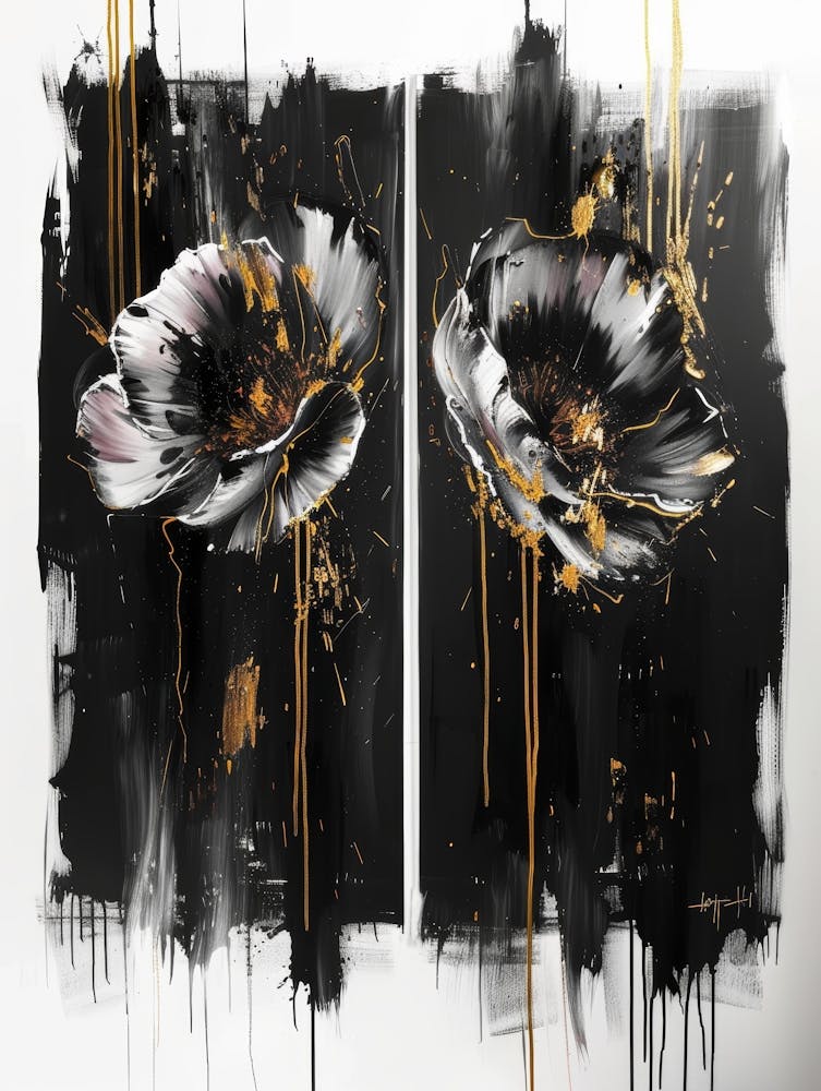 Black And Gold Poppies 1