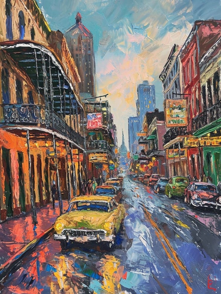 Retro New Orleans Brushstroke Painting