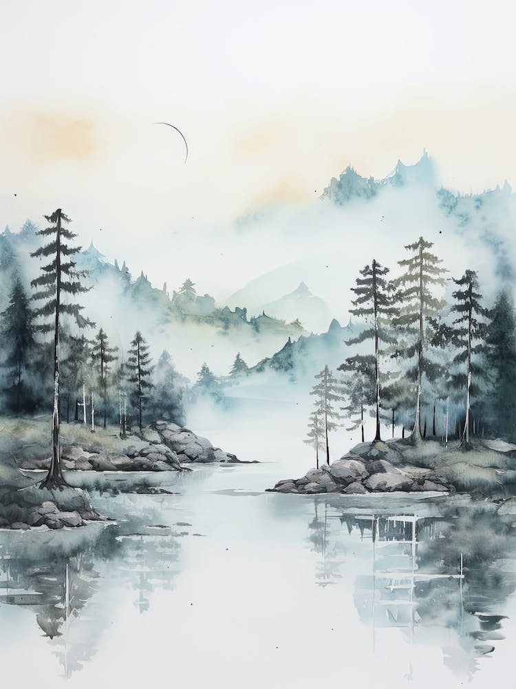 Aquarell des Jiuzhaigou-Tals China 3