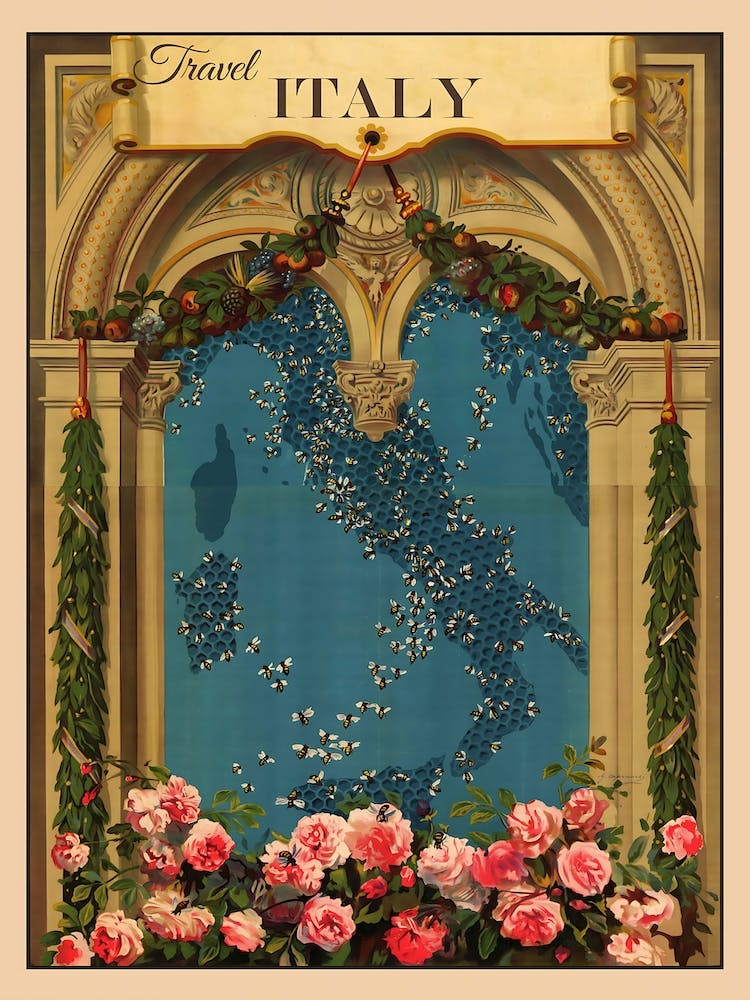 Italy Vintage Travel Poster, Karen Arnold