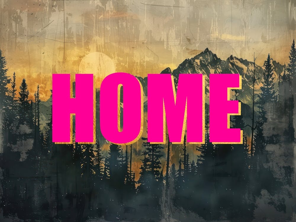 Pink And Gold Home Poster Vintage Landscape Illustration 7