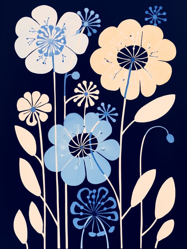 Blaue Blumenillustration Queen Annes Lace 2