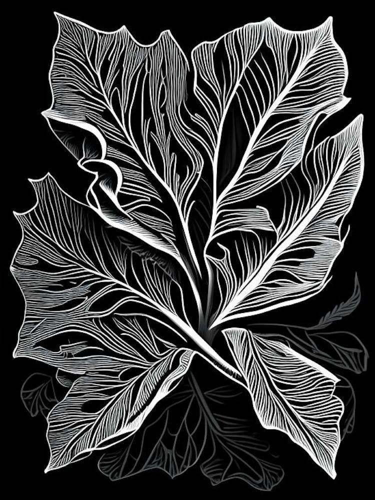 Spinach Leaf Linocut