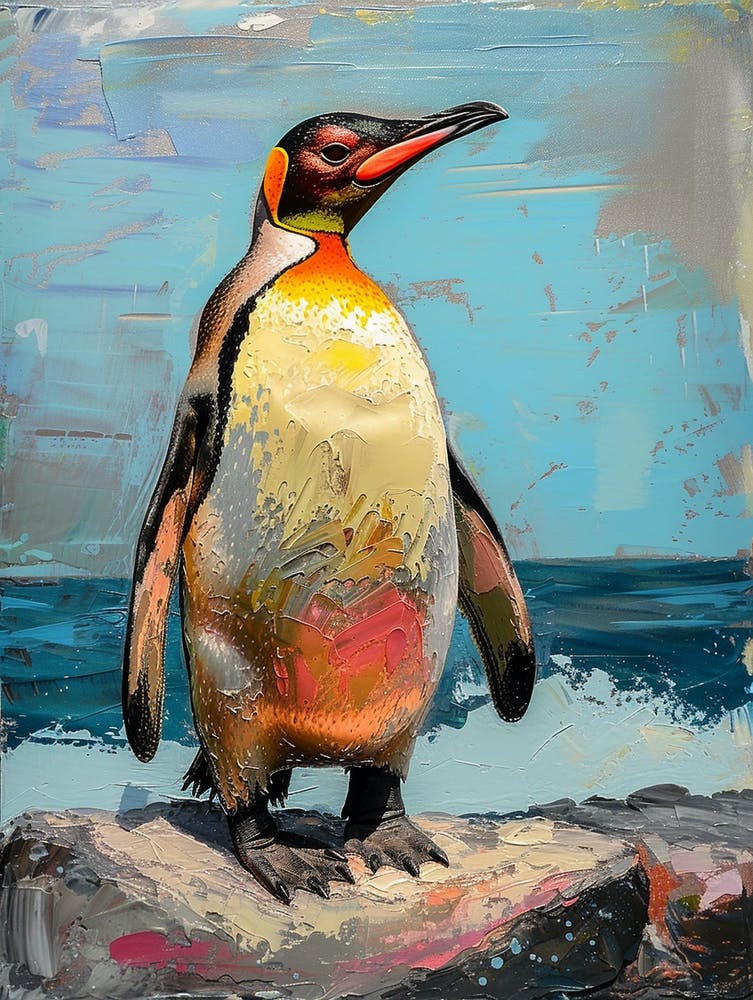 Galapagos Penguin Deception Island Colour Block Painting 5