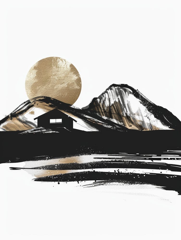 Maison Dans Les Montagnes - Impression sur Toile 1
