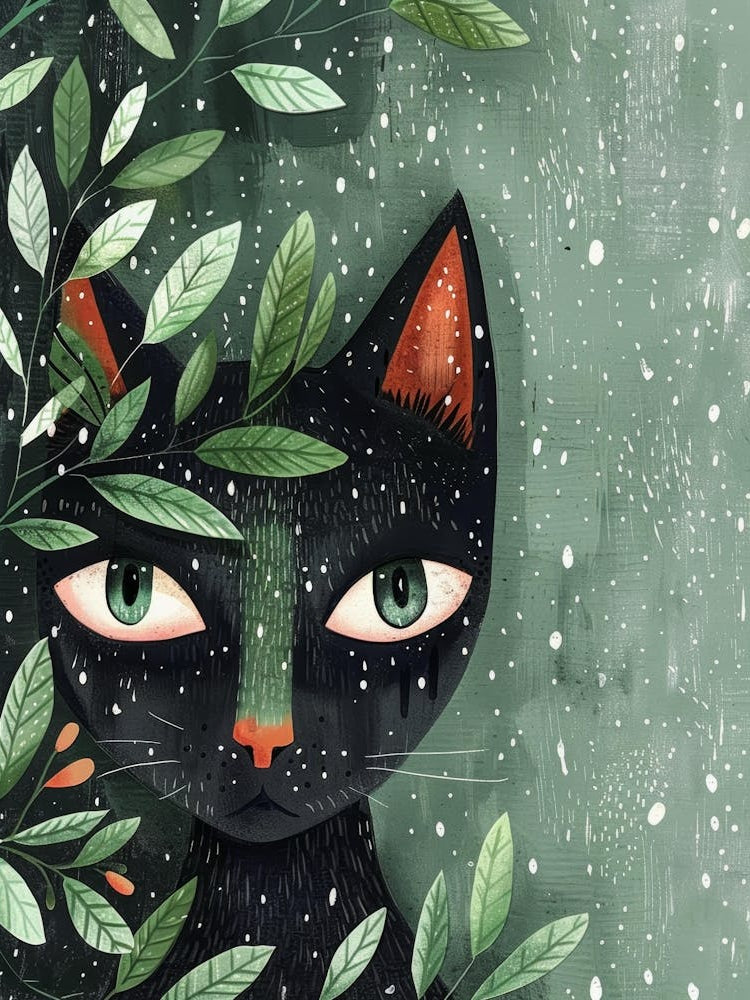 Black Cat In The Snow