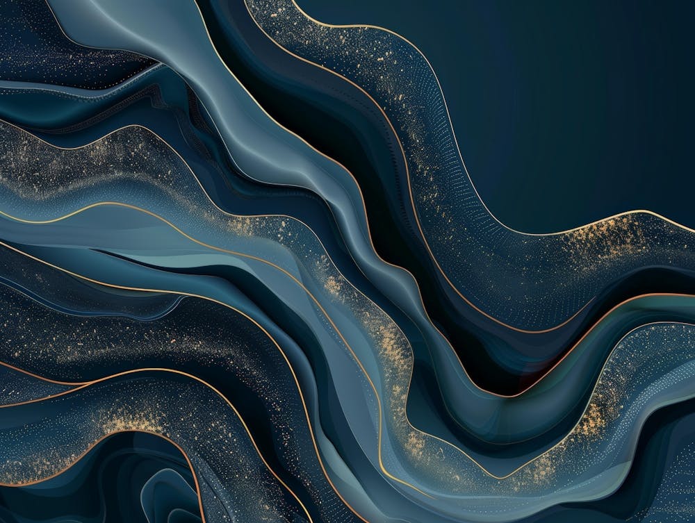 Abstract Blue And Gold Abstract Painting