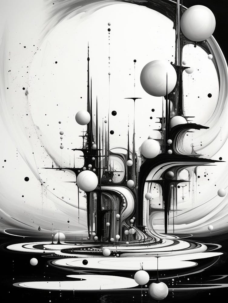 Univers Parallèles Abstrait Noir Et Blanc 16