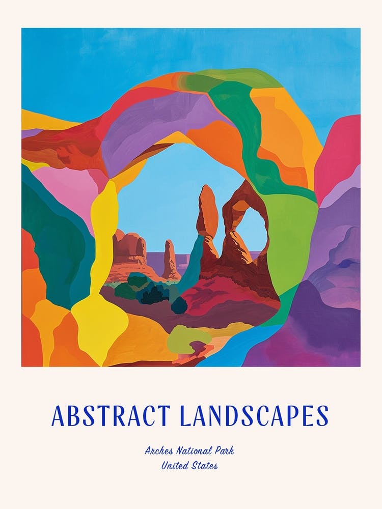 Farbenfrohes Abstrakt Arches National Park USA 1 Poster Blau
