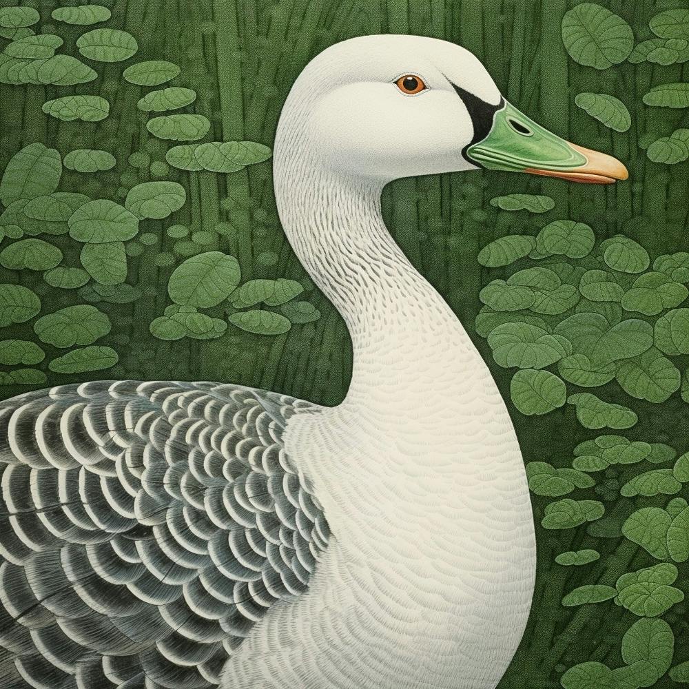 Ohara Koson Inspired Bird Painting Goose 1 Square