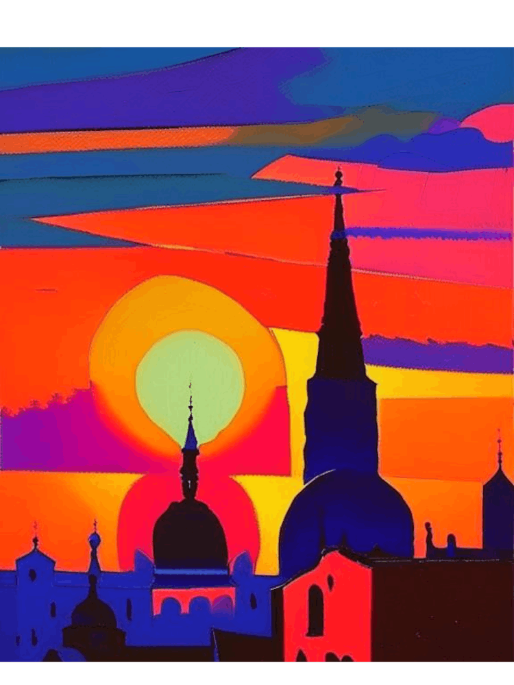 Geometric Sunset Over The City