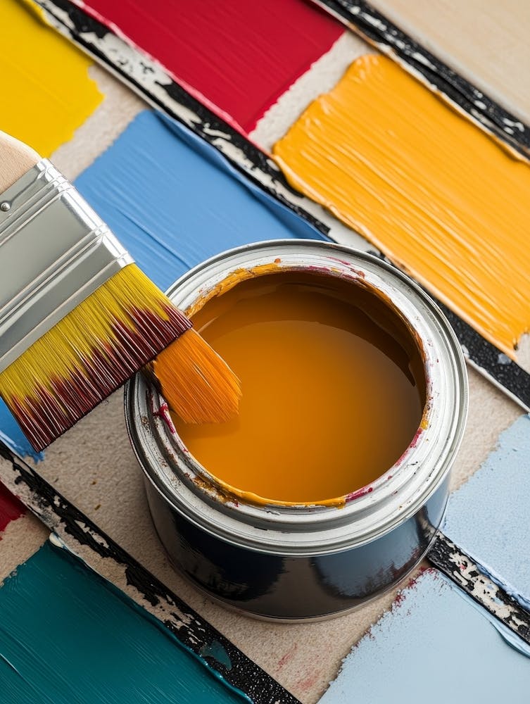 Paint Brush On A Can Of Paint