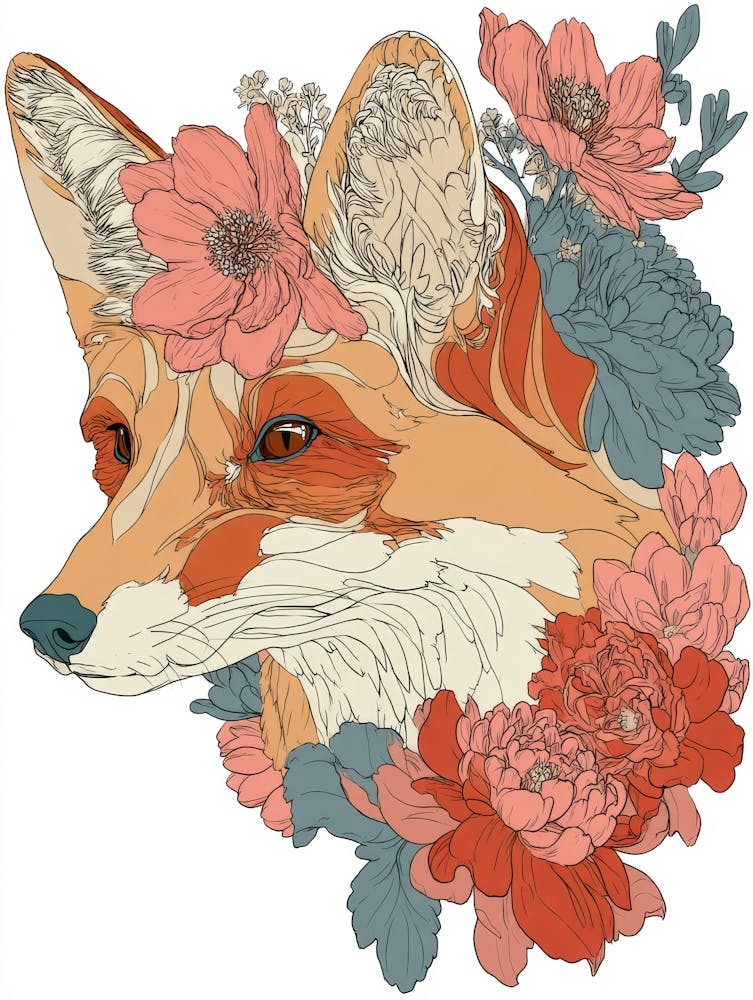 Fox With Flowers 5