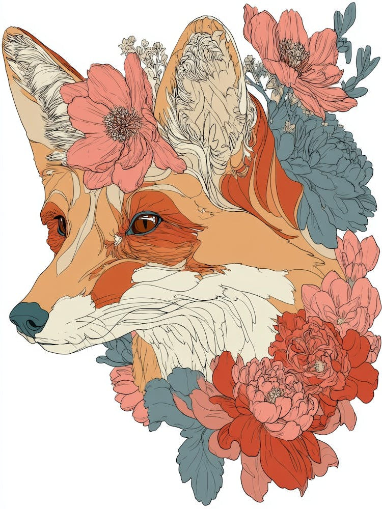 Fox With Flowers 5