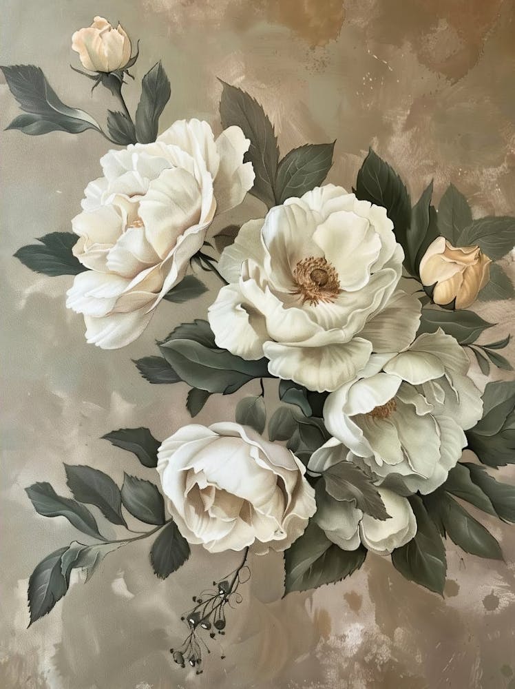 Flowers Still Life Oil Painting, Vintage Rose Print, Antique Flowers Painting, Muted Floral Botanical Print, Vintage Floral Decor, Printable