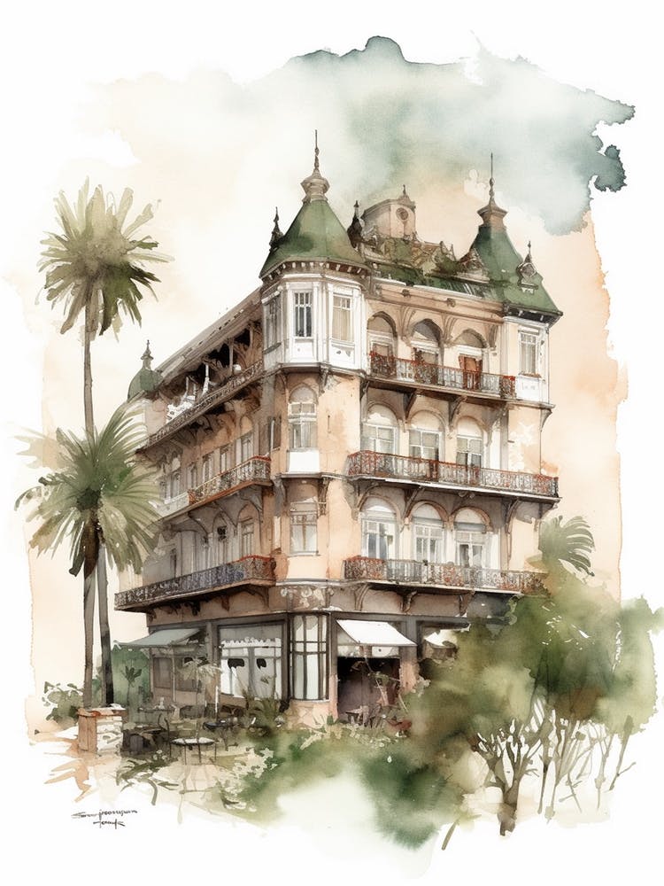 Carrasco Montevideo Uruguay Neighborhood, Watercolour 2