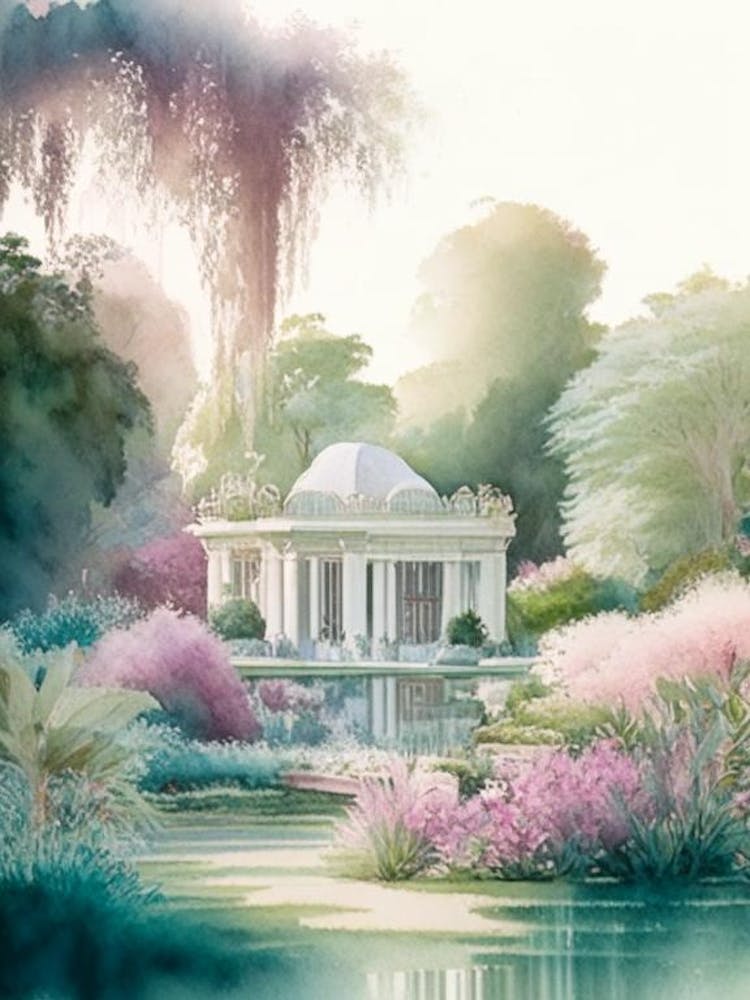Huntington Library, Art Collections, And Botanical Gardens, Usa Pastel Watercolour