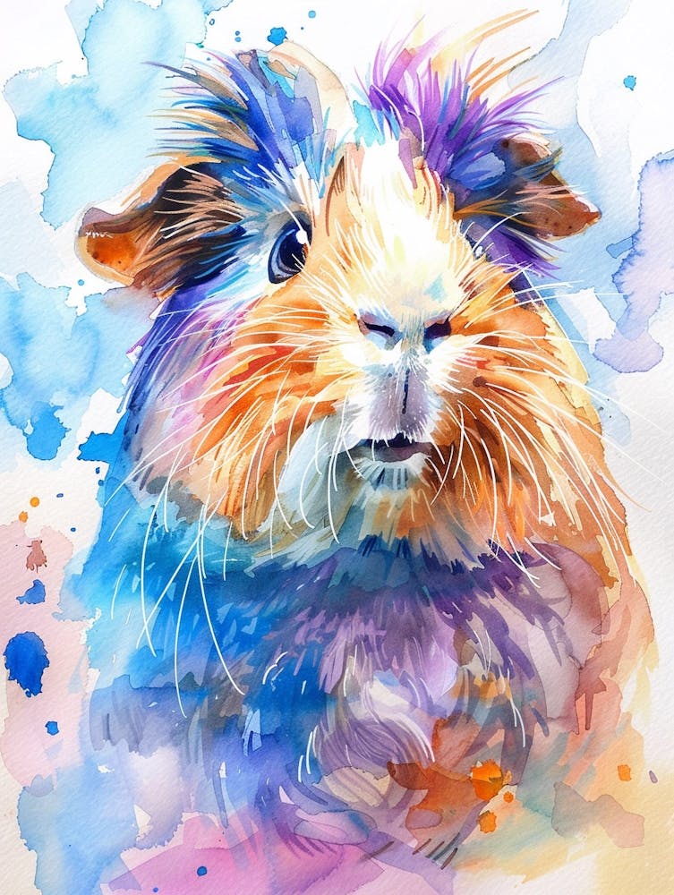 Meerschweinchen Buntes Aquarell 1