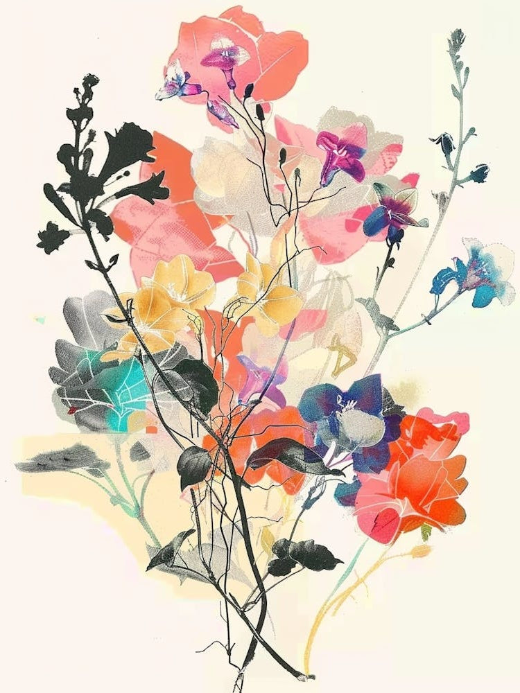 Coral Bells 1 Collage Flower Bouquet