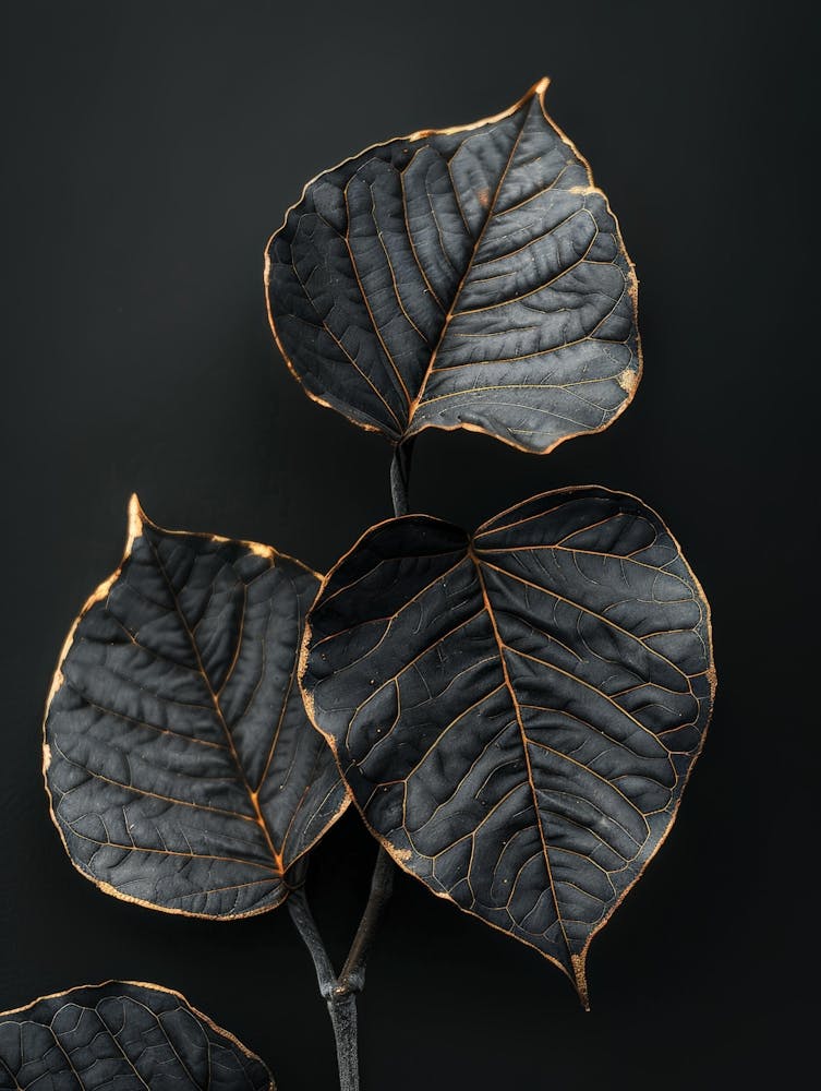 Black Leaves On A Black Background