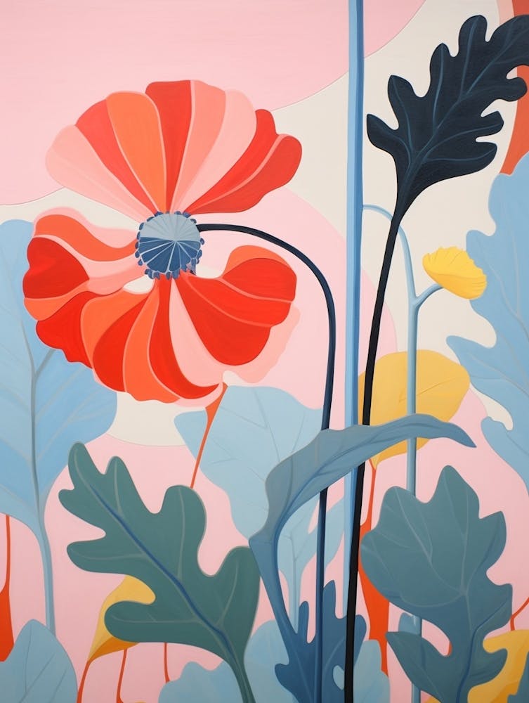 Mohn 3 Hilma Af Klint Inspiriertes Pastell Blumen Gemälde