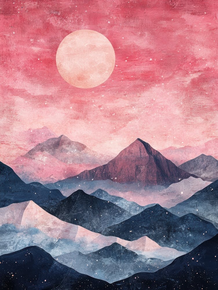Montagnes la Nuit - Impression sur Toile