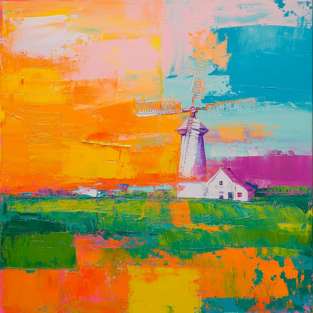 Windmühle bei Sonnenuntergang