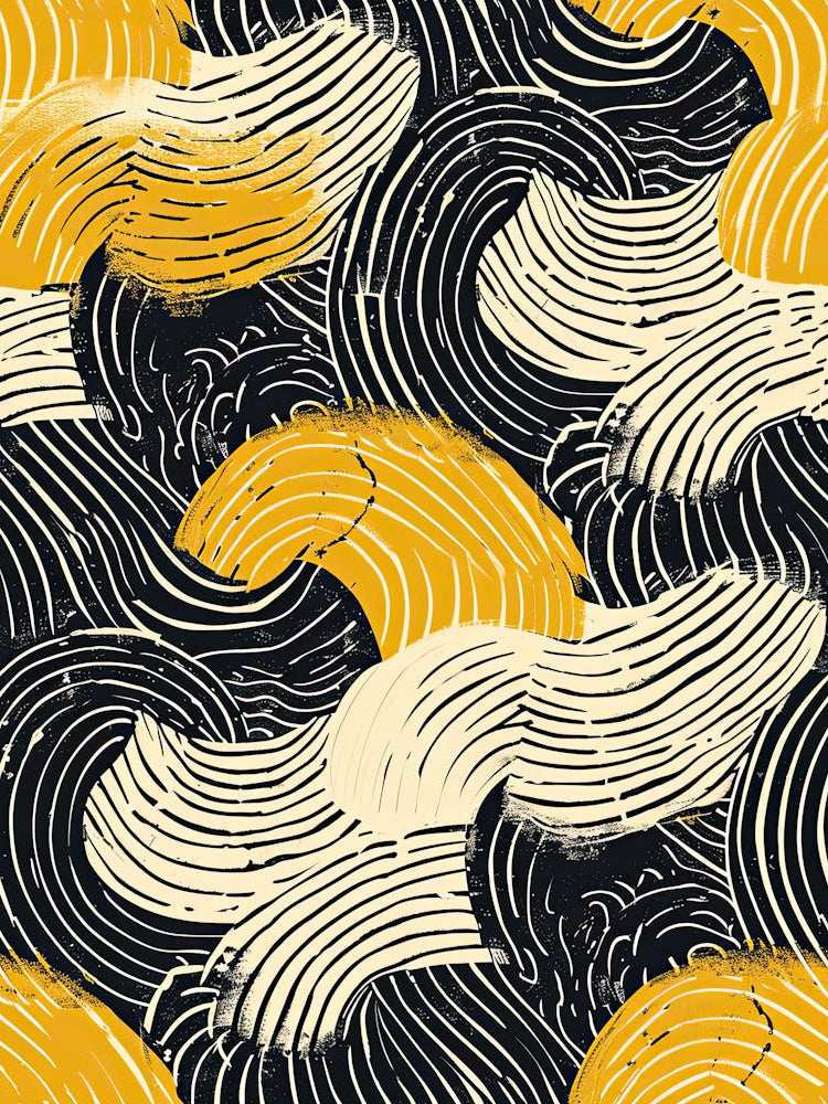 Seamless Wave Pattern, Yellow and Black