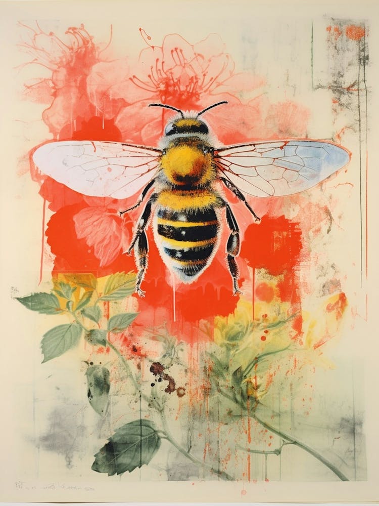 Floral Bees Screen Print Inspired 2