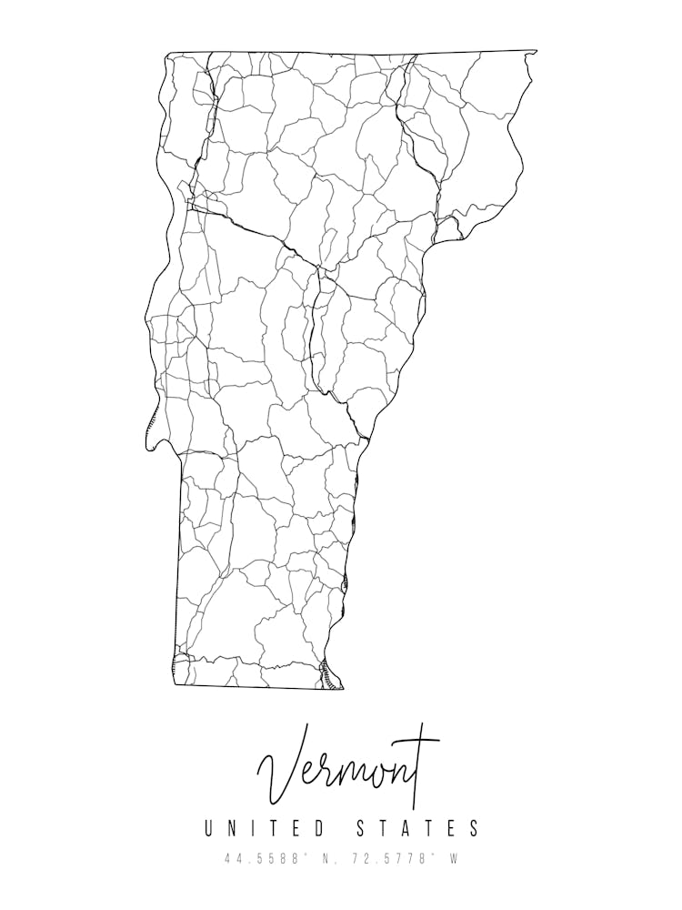 Vermont Minimal Street Map