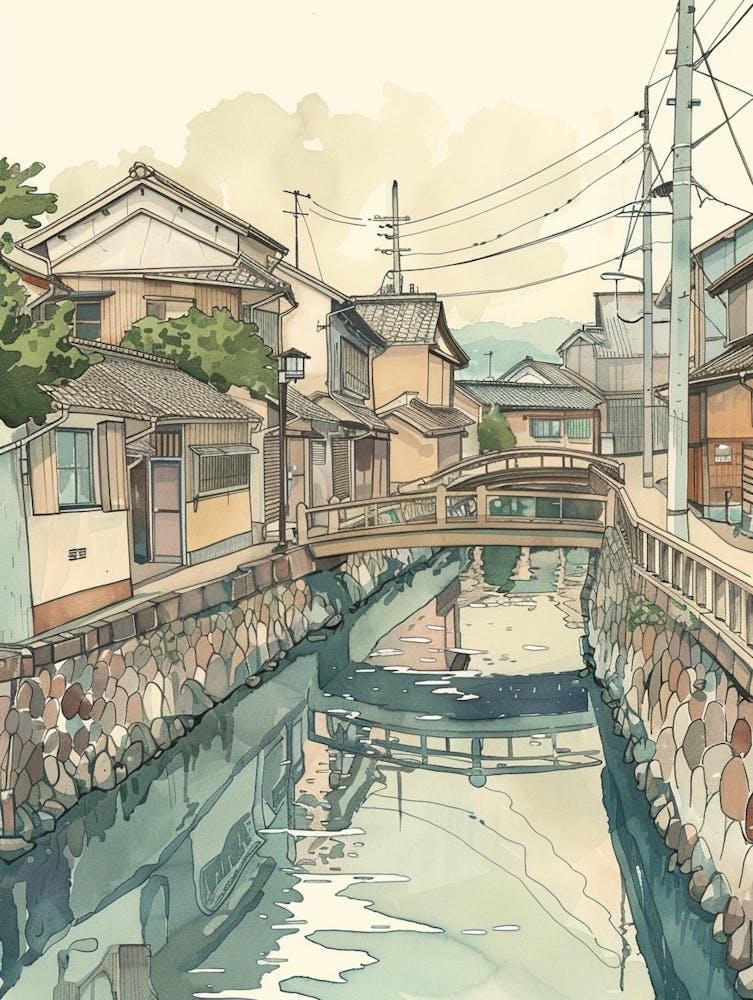 Otaru Japan 1 Retro Illustration