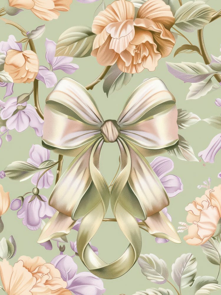 Coquette In Sage And Pink2 Pattern