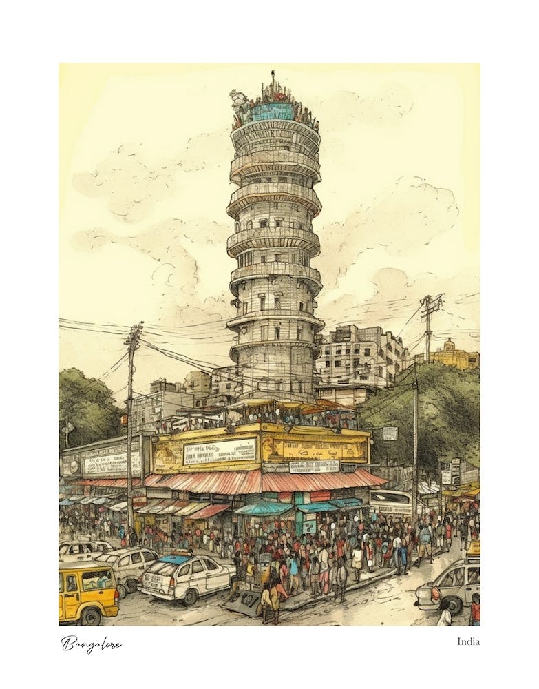 Bangalore India Drawing Pencil Style 2 Travel Poster