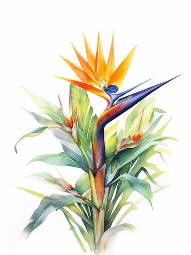 Beehive With Bird Of Paradise Flower Watercolour Illustration 3