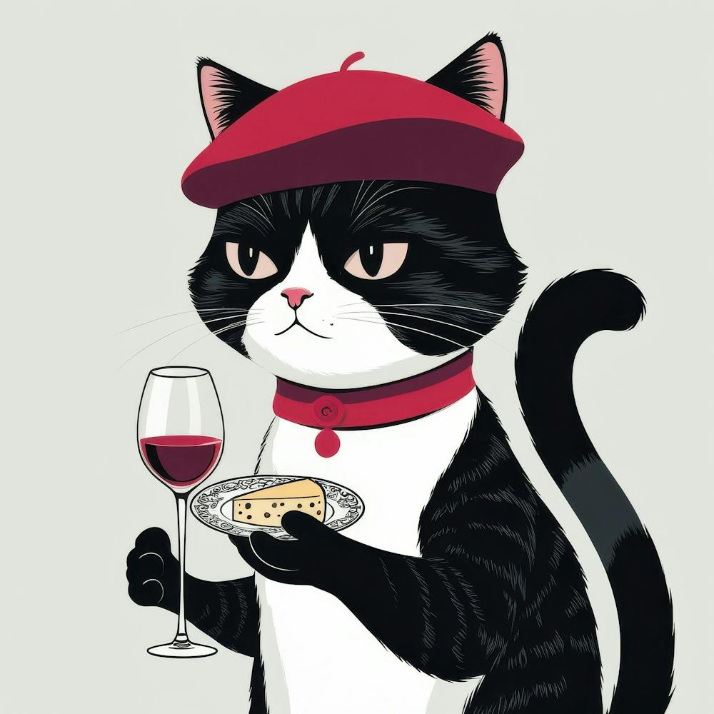 Cat With A Glass Of Wine 2