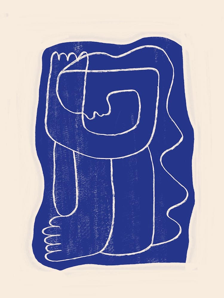Abstract Line Art Figure 7 Cobalt Blue