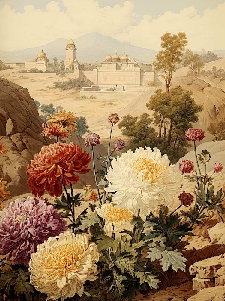 Chrysanthemum Flower Victorian Style 1